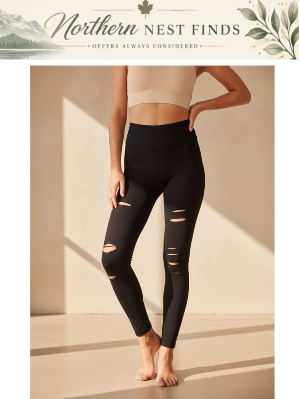 High Waist Ripped Cut Out Yoga Leggings Workout Running Pants
